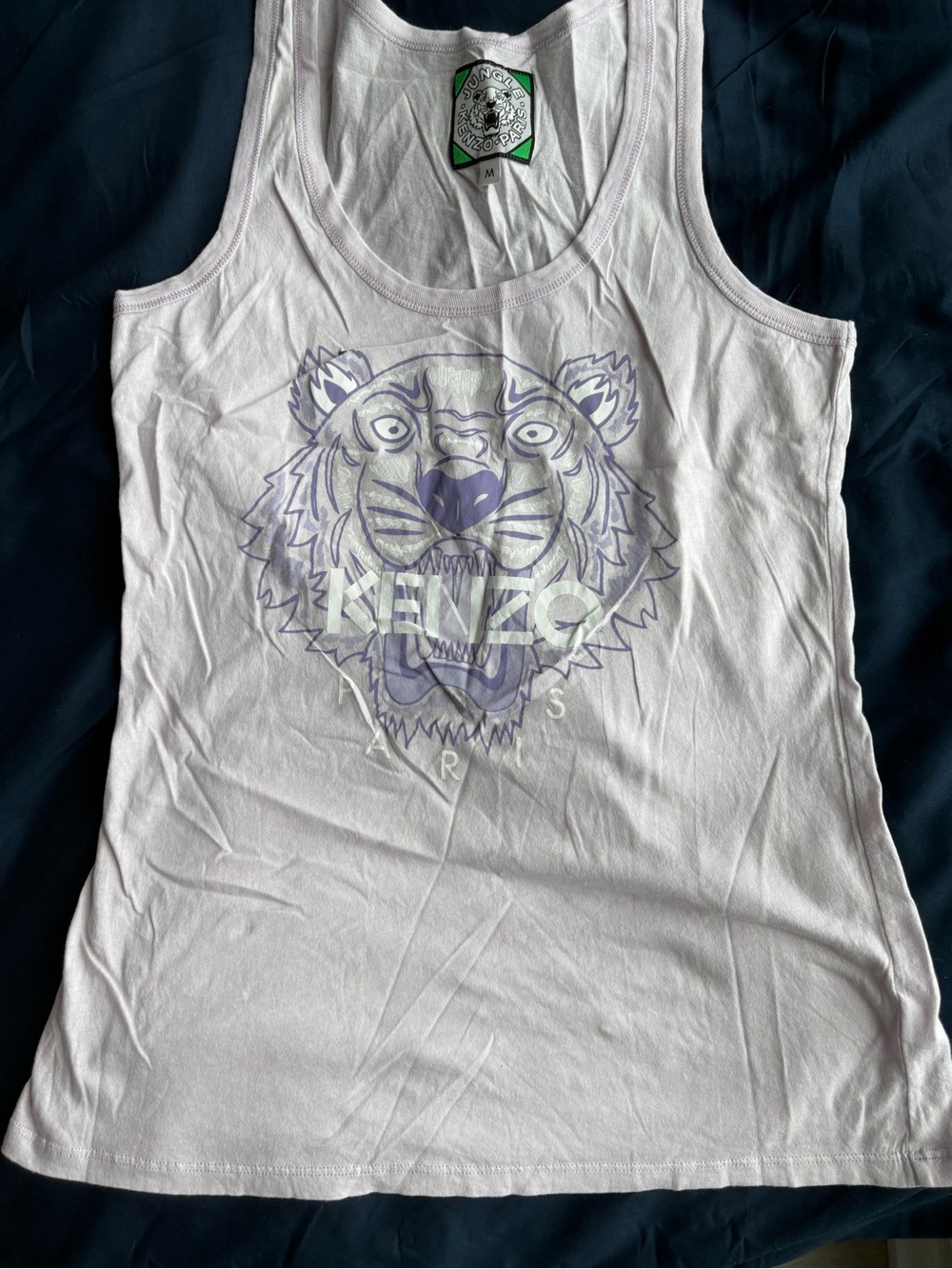 Authentic- Kenzo White Tank with Lavender Tiger Graphic- size M - Picture 3 of 6